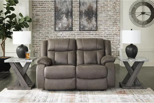 Vista 18 de Signature Design by Ashley - Sofá reclinable manual, primera base, color gris Space-saving 3-in wall distance, Easy-to-clean gunmetal faux leather