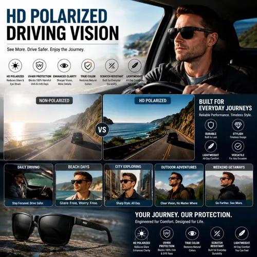 Vista 2 de ROCKNIGHT Polarized Sunglasses for Men Outdoor Use Square UV400 Al-Mg Frame Marco negro/lente negro (no espejado)