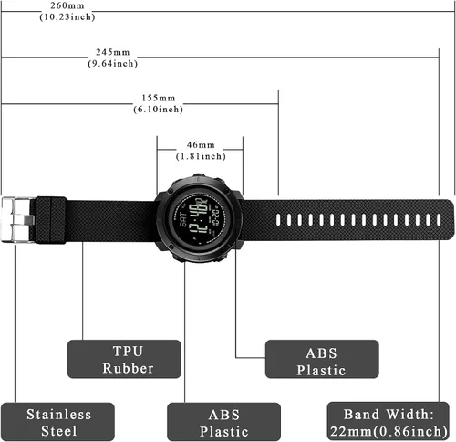 Vista 7 de WINKONMU Military Watches with Compass Altimeter Barometer Pedometer Thermometer Outdoors Watch for Men