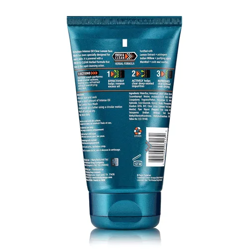 Vista 2 de Himalaya Lavado facial de limón transparente para hombre, limpieza profunda, limpiador facial diario, no seco, para piel normal a grasa, 3.38 onzas
