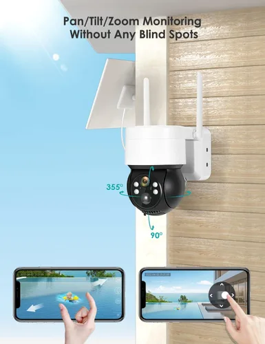 Vista 4 de Cámara de seguridad al aire libre, 2K/3MP Cámaras de seguridad de visión nocturna inalámbricas al aire libre con sensor de movimiento PIR IP66
