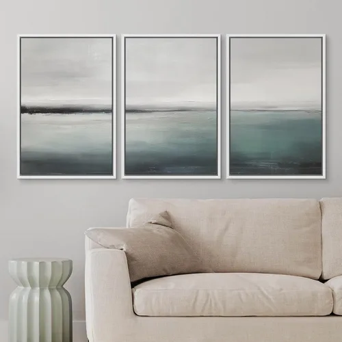 Vista 461 de wall26 Lienzo enmarcado para pared, juego de arte de acuarela pastel, paisaje rural, ilustraciones con formas abstractas, arte moderno, decorativo