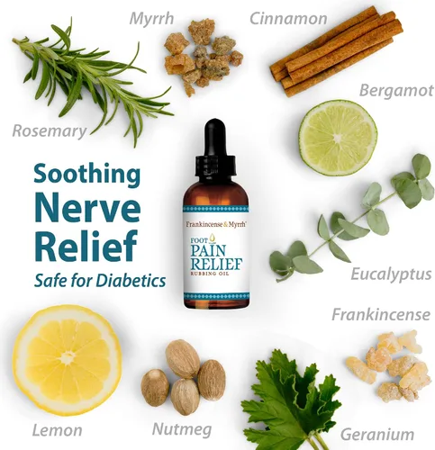 Vista 4 de FRANKINCENSE & MYRRH Aceite de frotamiento para aliviar el dolor de pies, neuropatía, alivio del dolor para pies, aceite esencial de incienso