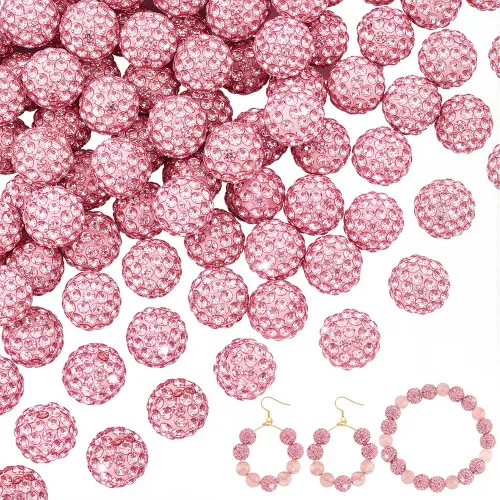 Vista 29 de PH PandaHall - 240 piezas de cuentas de strass en 24 colores, cuentas de cristal de 10 mm, cuentas de bola de discoteca con strass, cuentas