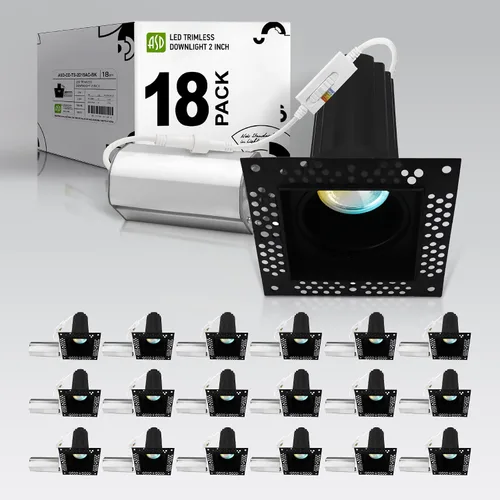 Vista 19 de ASD Lámpara de techo empotrable LED de cardán sin bordes de 2 pulgadas, luz descendente direccional ajustable con caja de conexiones, 5CCT