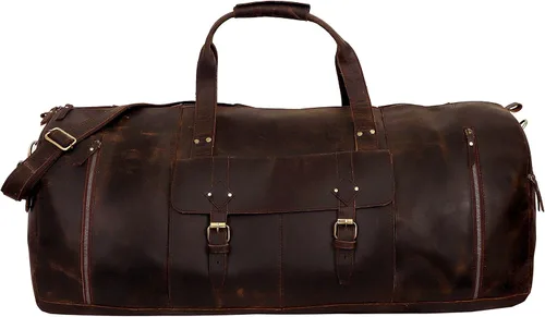 Vista 3 de Bolsa de lona grande de cuero, bolsa de viaje grande para gimnasio, deportes durante la noche, bolsa de fin de semana, viaje, durante la noche