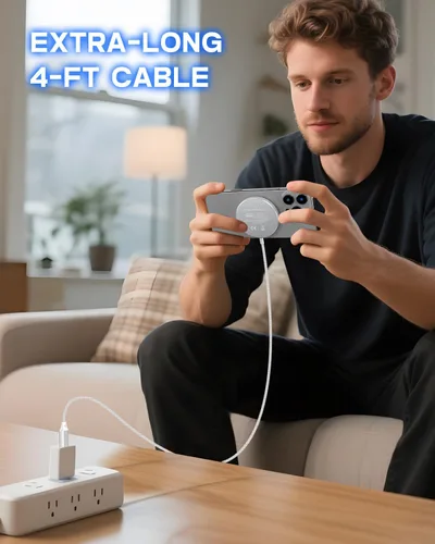 Vista 8 de Yootech para cargador Mag-Safe, almohadilla de carga inalámbrica rápida Qi2 de 15 W Carga magnética certificada Qi2 compatible con iPhone 17/17