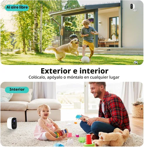 Vista 8 de Cámara de seguridad inteligente inalámbrica 2K UHD para interior/exterior, cámara WiFi alimentada por batería con visión nocturna a color, detección
