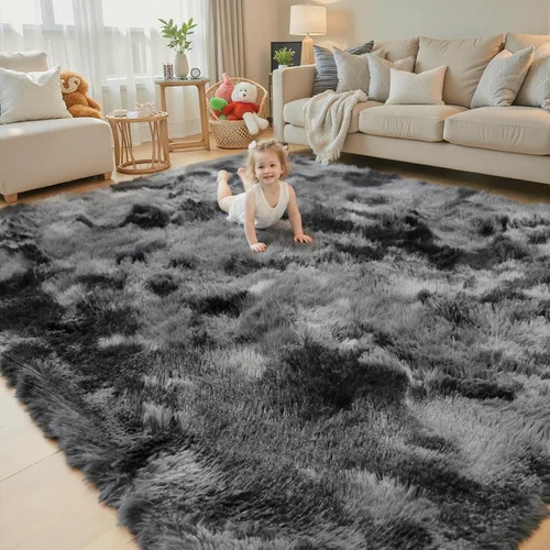 Vista 15 de Alfombras pequeñas de 2 x 3 pies, alfombra negra para dormitorio, alfombra moderna de pelo largo, alfombra pequeña, alfombra de noche esponjosa