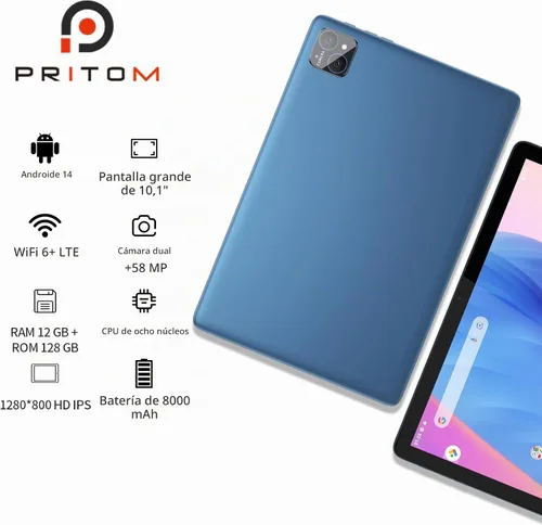 Vista 2 de PRITOM - Tableta de teléfono de 10 pulgadas desbloqueada 4G, WiFi