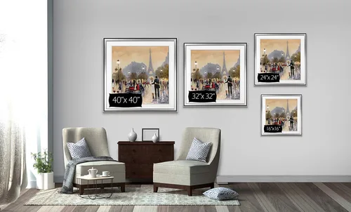 Vista 6 de Renditions Gallery París Crepúsculo Pintura Torre Eiffel Decoración de Pared Arte Romántico Paisaje urbano Arte enmarcado fino Giclée impresiones
