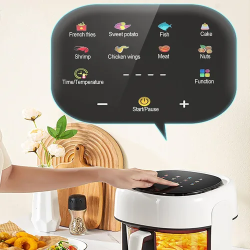 Vista 5 de Freidora de aire con ventana de visualización de vidrio, freidora de aire inteligente con pantalla táctil de 1350 W para 4 a 5 personas, 10 menús B