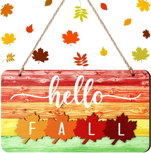 Vista 10 de Letrero de verano con texto en inglés «Hello Summer» para puerta delantera, decoración de bienvenida, letrero colgante para puerta de casa de campo
