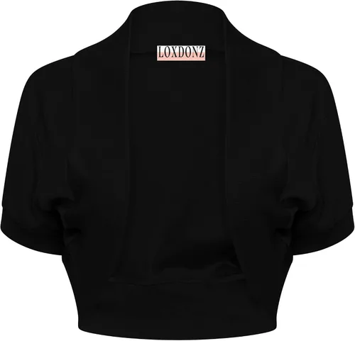 Vista 3 de Loxdonz Cárdigan corto de algodón de manga corta para mujer con parte delantera abierta estilo bolero