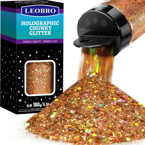Vista 11 de Leobro - Purpurina blanca, 160g/5.64oz de purpurina holográfica gruesa para manualidades, resina, uñas, cuerpo, vasos, decoraciones de fiesta