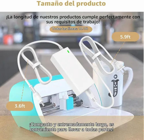 Vista 3 de Cable de alimentación compatible con el cargador Cricut Joy