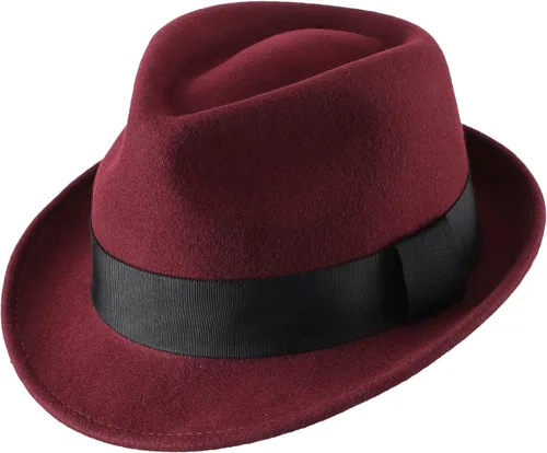 Vista 14 de Home Prefer Sombrero de invierno de fieltro de lana para hombre Sombrero de ala corta Fedora