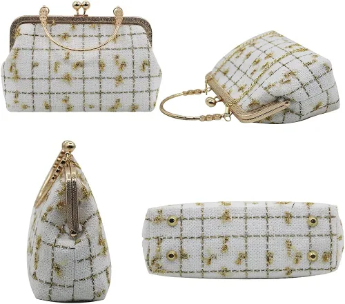Vista 5 de Women Tote Bag Purse Velvet Handbag Wallet Pearl Chain Evening Cross Body Bag for Girl Wedding Party