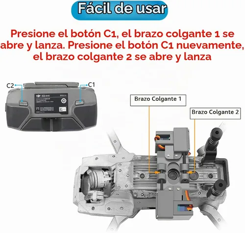 Vista 4 de Hanatora Dispositivo de caída de liberación de aire de carga útil de doble caída para dron DJI Mavic Pro, sistema cuentagotas de transporte con clip