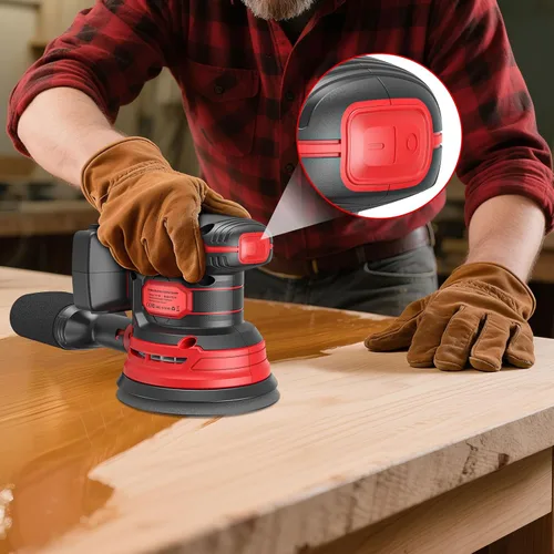 Vista 7 de Lijadora orbital inalámbrica compatible con Milwaukee 18V, lijadora orbital eléctrica con motor sin escobillas de 12000 RPM, lijadora de velocidad
