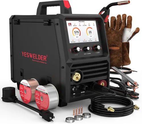 Vista 10 de YESWELDER Soldador MIG 160A, 110V/220V Voltaje Dual, 4 en 1 Gas MIG/Flux Core MIG/Elevación TIG/Stick Multiproceso Pantalla Digital LED Grande