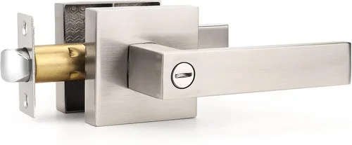 Vista 17 de Gobrico 1 paquete de manijas cuadradas de privacidad para puerta en acabado negro mate, manijas interiores sin llave, reversibles para puertas