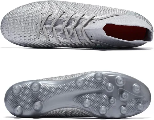 Vista 4 de KouAzAz Tacos de fútbol para hombre y mujer profesionales con picos de caña alta, botas deportivas para interiores y exteriores, zapatos