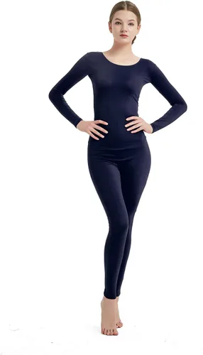 Vista 19 de Full Bodysuit Mono de una pieza para mujer de manga larga, de lycra, estilo zentai Negro