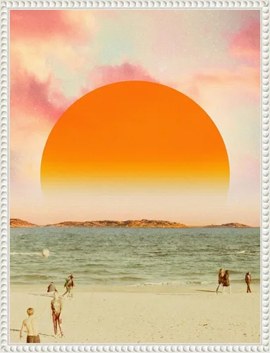 Vista 19 de Amanti Art Framed Canvas Wall Art 24x18 Retro Dreamscape II by Victoria Barnes, Framed Wall Art Canvas, Beach Artwork, Traditional Decor, Medium