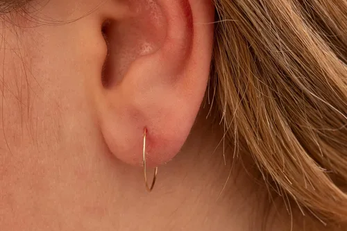 Vista 122 de Aretes de aro de oro de plata – Aretes de aro para mujer, dos piezas de aros de plata fina rellenos de oro, aro de hélice, anillo de tragus, aro