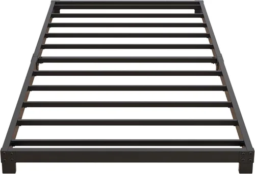 Vista 9 de Nailsong Marcos de cama individual de 4 pulgadas de perfil bajo, base de cama individual con plataforma sin necesidad de somier, metal resistente