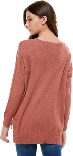 Vista 5 de Alexander + David Suéter casual de gran tamaño con cuello redondo para mujer, ligero con cuello alto