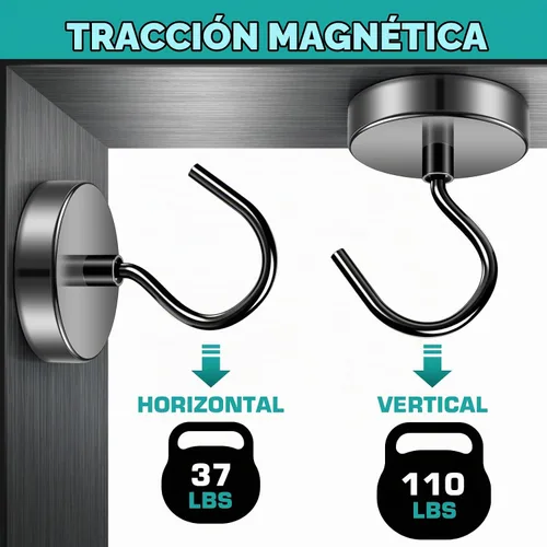 Vista 4 de Grtard Paquete de 10 ganchos magnéticos fuertes de 110 libras, imanes