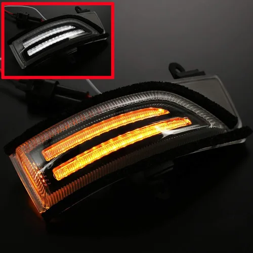 Vista 2 de iJDMTOY JDM Spec Blanco/Ámbar Switchback Intermitente Secuencial LED de Espejo Lateral DRL Conjunto de Luz de Señal de Giro Compatible con Subaru