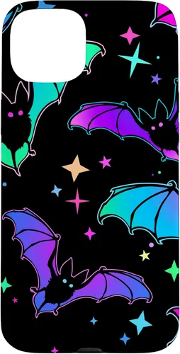 Vista 9 de iPhone 16 Gótico Bat Halloween Patrón Spooky Bats Lover Regalo en funda negra