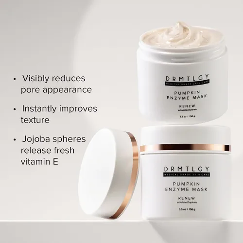 Vista 4 de DRMTLGY Máscara facial de enzima de calabaza con cuentas de jojoba. Máscara facial exfoliante suave de calabaza para opacidad, tono de piel