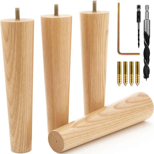 Vista 15 de Airy Abode Patas de madera de fresno prémium para muebles (kit de instalación completa): elige tu tamaño y color Ceniza