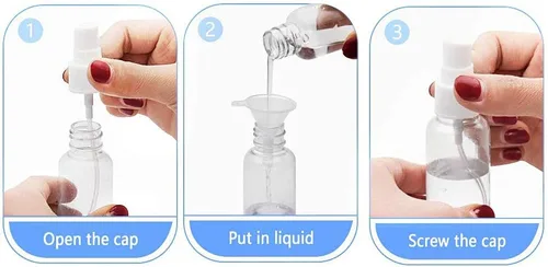 Vista 3 de Mini botella de espray de niebla fina, de plástico transparente, recargable y reutilizable, atomizador, contenedor de líquido para viajes