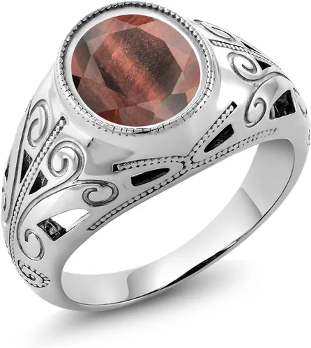Vista 12 de Gem Stone King Anillo de piedra natal ovalada para hombre 925 plata esterlina Oval 12X10MM Disponible en tallas 7, 8, 9, 10, 11, 12, 13 Púrpura