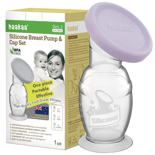 Vista 13 de Haakaa Extractor de leche manual con base de 4 fl oz/3.4 fl oz+tapa (rubor), Gen.2