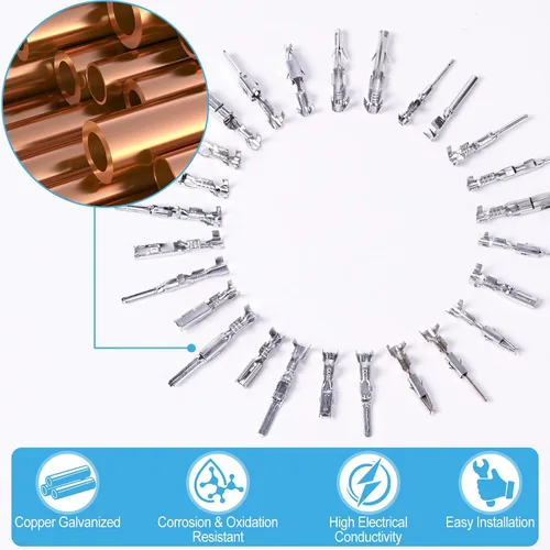 Vista 3 de Kikerike Kit de pasadores de conector – Pasadores de terminal automotriz calibre 22-12 macho y hembra de calibre 22-12