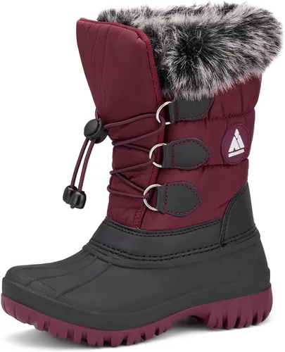 Vista 9 de Mishansha Botas de nieve impermeables para niños y niñas, botas de invierno Marrón oscuro-038