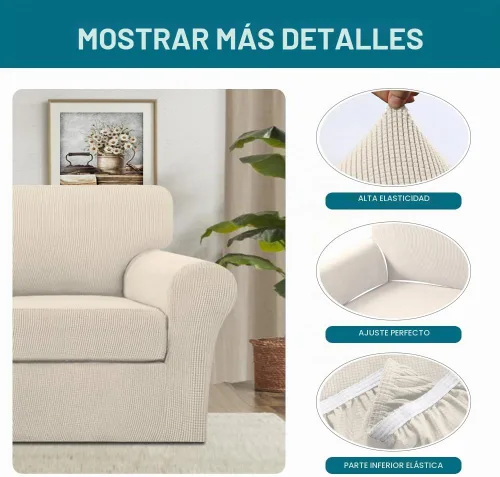 Vista 4 de Turquoize 2 fundas para sillas de sala de estar, funda de sofá con fundas de cojín individuales, funda de muebles para sillas (silla, beige biscotti)