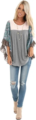 Vista 4 de CASURESS Blusa de manga 34 con estampado floral para mujer