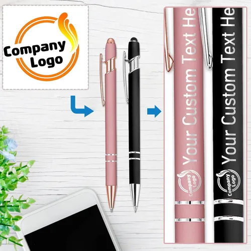Vista 3 de STREADVE Bolígrafos personalizados personalizados con nombre grabado, logotipo, texto, bolígrafos de escritura suave, regalo personalizado para Negro