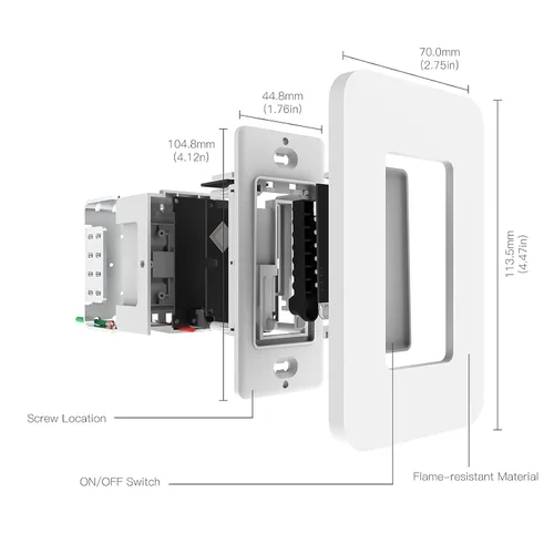 Vista 8 de MOES Interruptor de luz inteligente WiFi, sin cable neutro, sin condensador, no requiere concentrador, botón pulsador de cable vivo único de 2ª