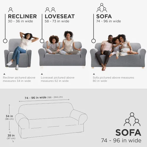 Vista 5 de Zenna Home Funda para sofá, color negro jaspeado, algodón reciclado, 1 funda de sofá para sofá, se adapta a sofás estándar de 74 a 96 pulgadas