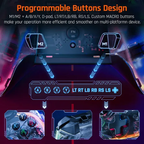 Vista 4 de Wired Controllers, BIGBIG WON PC Gaming Controller RGB2 Custom ButtonsMacroTurbo, Controller for PC Win10&11, Controller for Switch for Zelda Tears