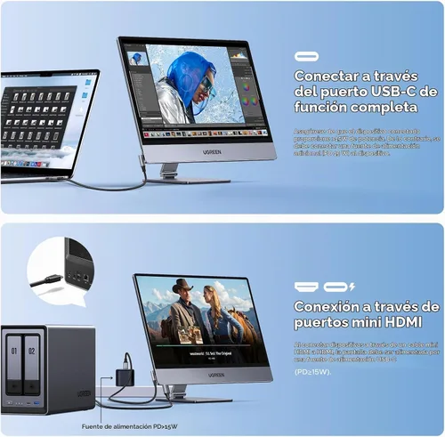 Vista 4 de UGREEN Monitor portátil de 16 pulgadas 2.5K con soporte magnético