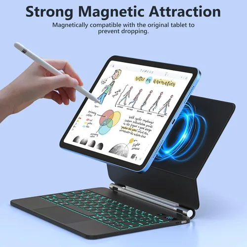 Vista 11 de FUWANG for iPad A16 11th/10th Generation Case with Keyboard, Magic Keyboard with Power Display, Multi-Touch Trackpad Floating Cantilever Stand